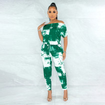 Casual Printed Off Shoulder Two Piece Pants Set HNIF-HN024