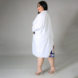 Plus Size Casual Loose Pachwork Shirt Dress HNIF-DHN004