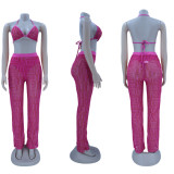 Sexy Mesh Bra Top+Underpants+Pants 3 Piece Sets HNIF-HN023