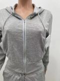 Casual Zipper Hoodie Top And Pants 2 Piece Sets OJS-9296