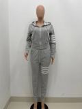 Casual Zipper Hoodie Top And Pants 2 Piece Sets XYKF-9296