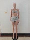 Fashion Sexy Spring And Summer Bikini Halterneck Swimwear Three Piece Set AL-200