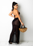 Sexy Knitted Bra Top Long Skirt Hollow Out 2 Piece Sets ZSD-0117