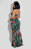 Sexy Printed Spaghetti Strap Hollow Mermaid Maxi Dress MZ-2649