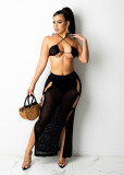 Sexy Knitted Bra Top Long Skirt Hollow Out 2 Piece Sets ZSD-0117