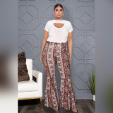 Plus Size Casual Paisley Print Flared Pants ASL-7052