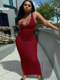 Plus Size Sexy Solid Sleeveless Slim Maxi Dress ME-S812