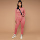 Solid Sweater Long Sleeve Two Piece Pants Set TE-4323