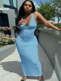 Plus Size Sexy Solid Sleeveless Slim Maxi Dress ME-S812