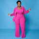Plus Size Solid Cami Top+Full Sleeve Coat+Pants 3 Piece Suits PHF-13247