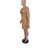 Solid Notched Collar Full Sleeve Slim-Waist Blazer Coat FST-8008