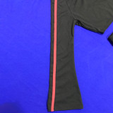 Sexy Slash Neck Side Stripe Long Sleeve 2 Piece Suits MEI-9201