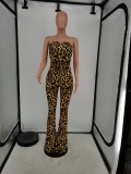 Sexy Leopard Off Shoulder Tube Jumpsuit (Without Chain) ANNF-6097