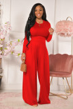 Casual Solid Long Sleeve Wide Leg Pants 2 Piece Suits YD-8522