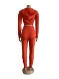 Casual Hooded Zipper Long Sleeve 2 Piece Pants Set WUM-21818