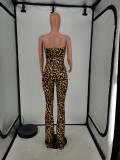 Sexy Leopard Off Shoulder Tube Jumpsuit (Without Chain) ANNF-6097