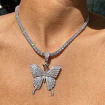 Big Butterfly Pandant Full Rhinestone Necklace Choker BYCF-1035
