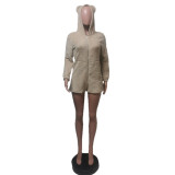Cute Plush Hooded Long Sleeve Zipper Romper YUEM-66183