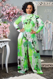 Casual Printed Long Sleeve Wide Leg Pants 2 Piece Suits RUF-8944