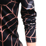 Cobweb Print Long Sleeve 2 Piece Pants Set SH-390024