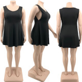 Plus Size Solid Sleeveless Mini Dress PHF-13256
