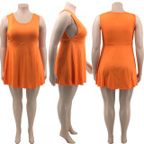 Plus Size Solid Sleeveless Mini Dress PHF-13256