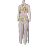 Colorful Knitted Tassel Hollow Beach Dress ZSD-0111