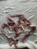 Sexy Printed Long Sleeve Bodysuit+Pants 2 Piece Sets SXF-23113