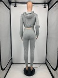 Casual Sports Solid Zipper Hoodie 2 Piece Suits GLF-10028