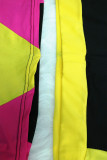 Plus Size Color Splice Short Sleeve 2 Piece Shorts Set HEJ-Y6059