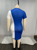 Plus Size Printed Short Sleeve Irregular Dress HEJ-S6066 