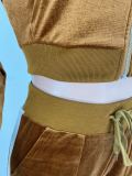 Casual Velvet Long Sleeve Zipper Two Piece Pants Set ARM-8305