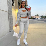 Solid Cropped Hoodie+Tank Top+Pants 3 Piece Sets CH-8193