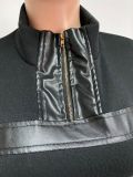 PU Leather Patchwork Long Sleeve 2 Piece Pants Set XMEF-X1059