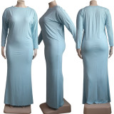 Solid Long Sleeve Casual Maxi Dress YS-8825