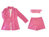 Solid Blazer Coat+Shorts With Belt Two Piece Suits WSM-5280