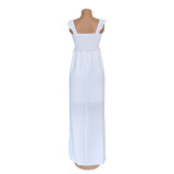 Sexy Solid Sleeveless High Waist Split Maxi Dress AIL-AL158
