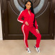 Plus Size Casual Sports Long Sleeve 2 Piece Pants Set QYF-5086