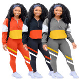 Plus Size Casual Sports Patchwork Two Piece Suits SHA-86269