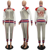 Casual Sports Zipper Coat And Pants Two Piece Suits JH-277