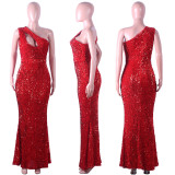 Sexy Sequin One Shoulder Sleeveless Evening Dress ME-S942