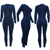 Sexy Long Sleeve Zippper Jumpsuit With Gloves AL-266