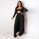 Solid Long Cloak+Tube Top+Pants 3 Piece Sets SH-390215