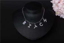 Letter Rhinestone Pendant Jewelry Necklace BYCF-0161