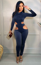 Sexy Solid Hollow Out Long Sleeve Jumpsuit ANNF-6099