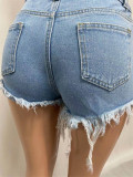 Denim Mid-Waist Skinny Jeans Shorts XMEF-X1089