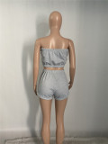 Casual Solid Tube Top And Shorts Two Piece Sets XMEF-X1126