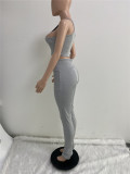 Solid Tank Top Stacked Pants Two Piece Sets XMEF-X1143