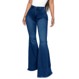 Plus Size Denim High Waist Flared Jeans Pants HSF-2599