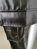 PU Leather Pockets Casual Pants MEM-8257